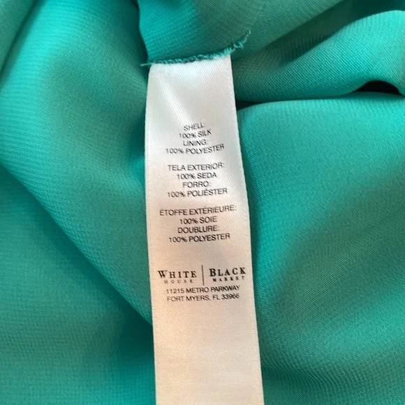 WHBM JULIP GREEN SILK BLOUSE - Picture 9 of 11